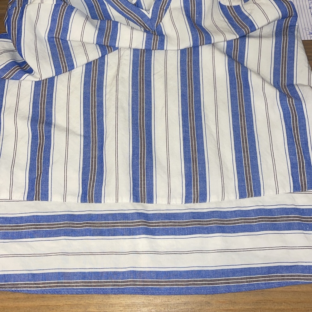Loft Women’s Linen White/Blue Striped Sleeveless Dress size Large - Picture 7 of 7